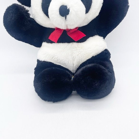 Dakin Vintage 1987 Cuddles Panda Bear Teddy Stuffed Animal Plush Red Bow 14 Inch - Picture 3 of 10